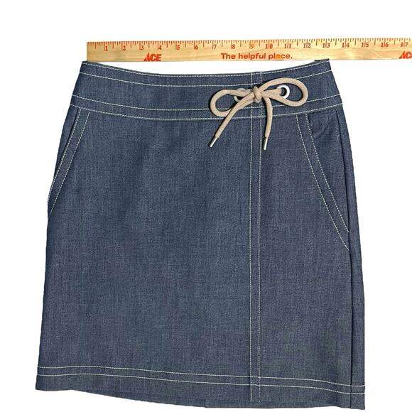 Ann Taylor Petite Heavy Knit Denim Blue Chambray Skirt Straight Stretch Size 2P - Picture 9 of 12
